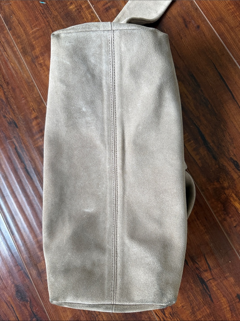 Grace Taupe Knot-Handle Suede Shoulder Bag - Picture 6 of 7